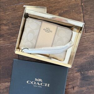 Coach Gold and Beige Wristlet